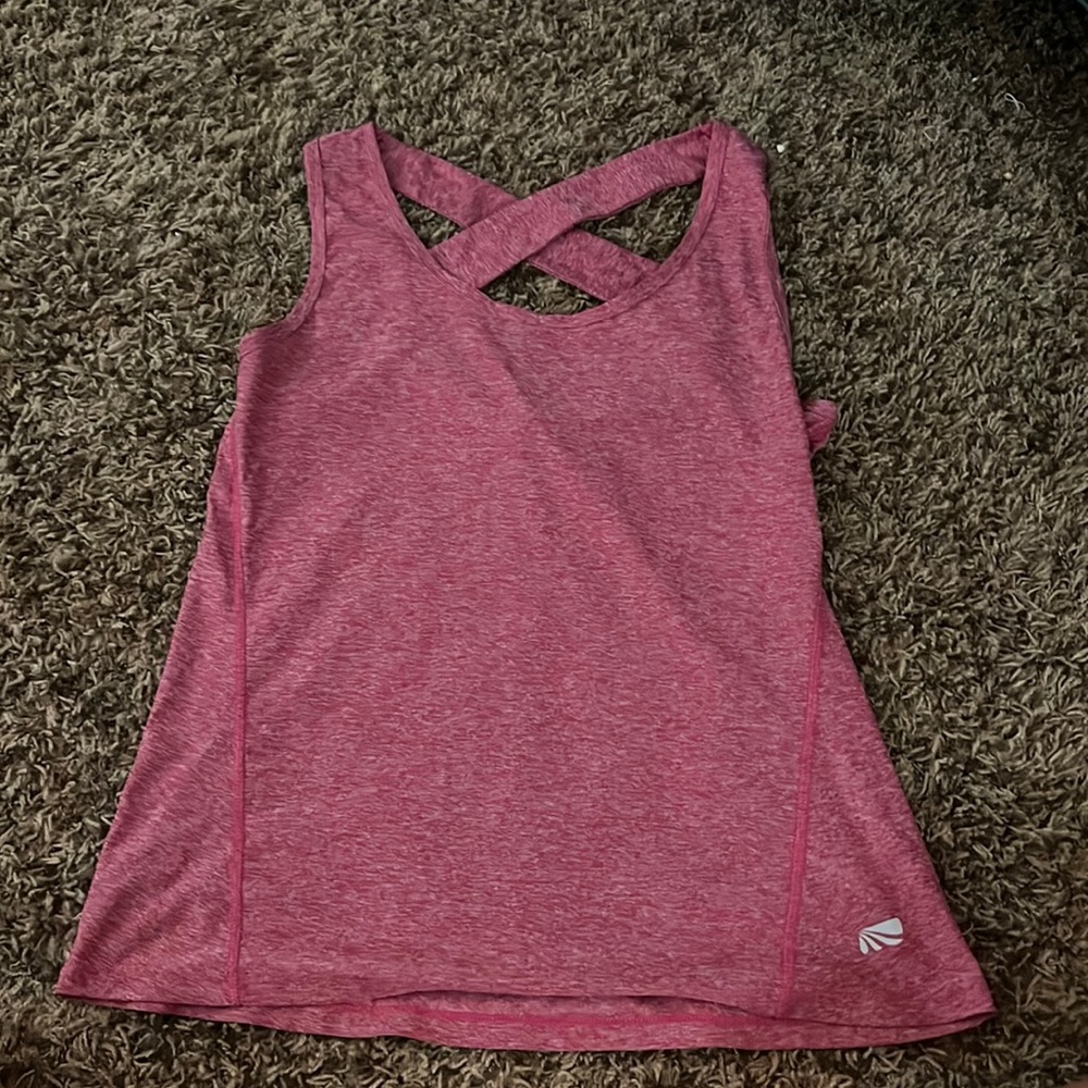 pink tank top with cross back